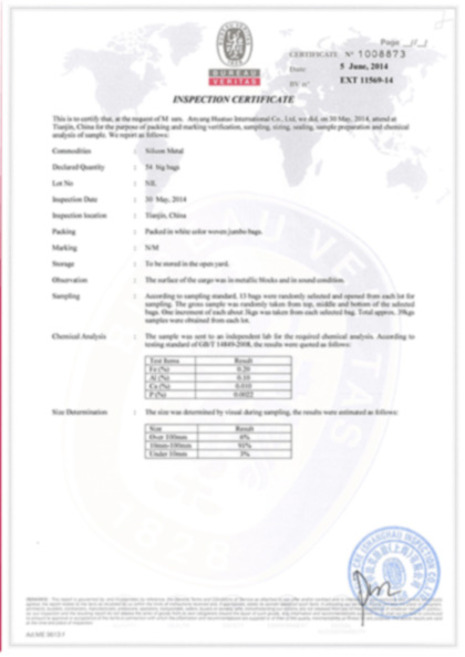 华拓冶金国际铁合金BV认证证书